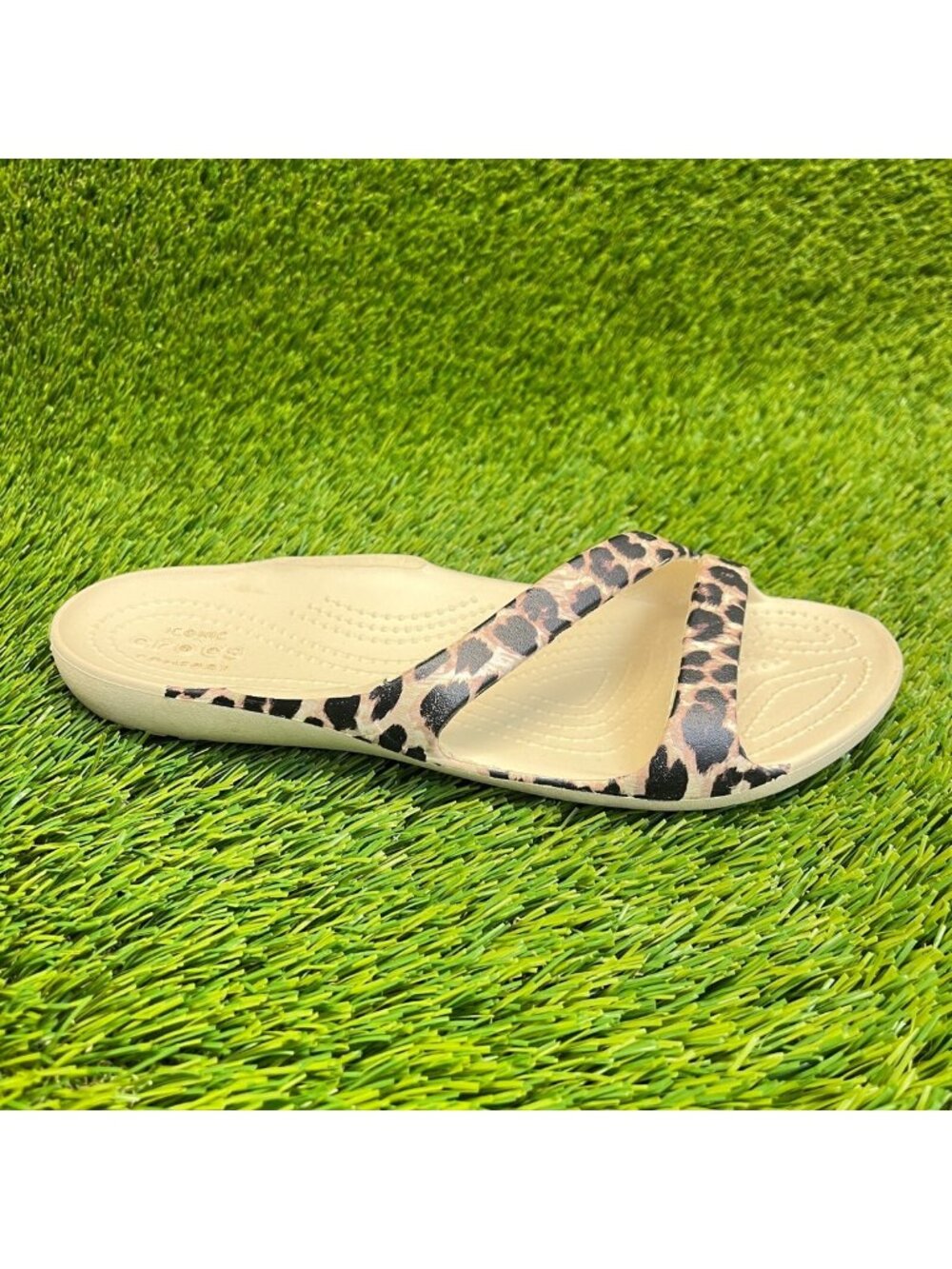 Crocs Kadee II Womens Size 8 Black Beige Beach Walking‎ Strappy Sandals Shoes
